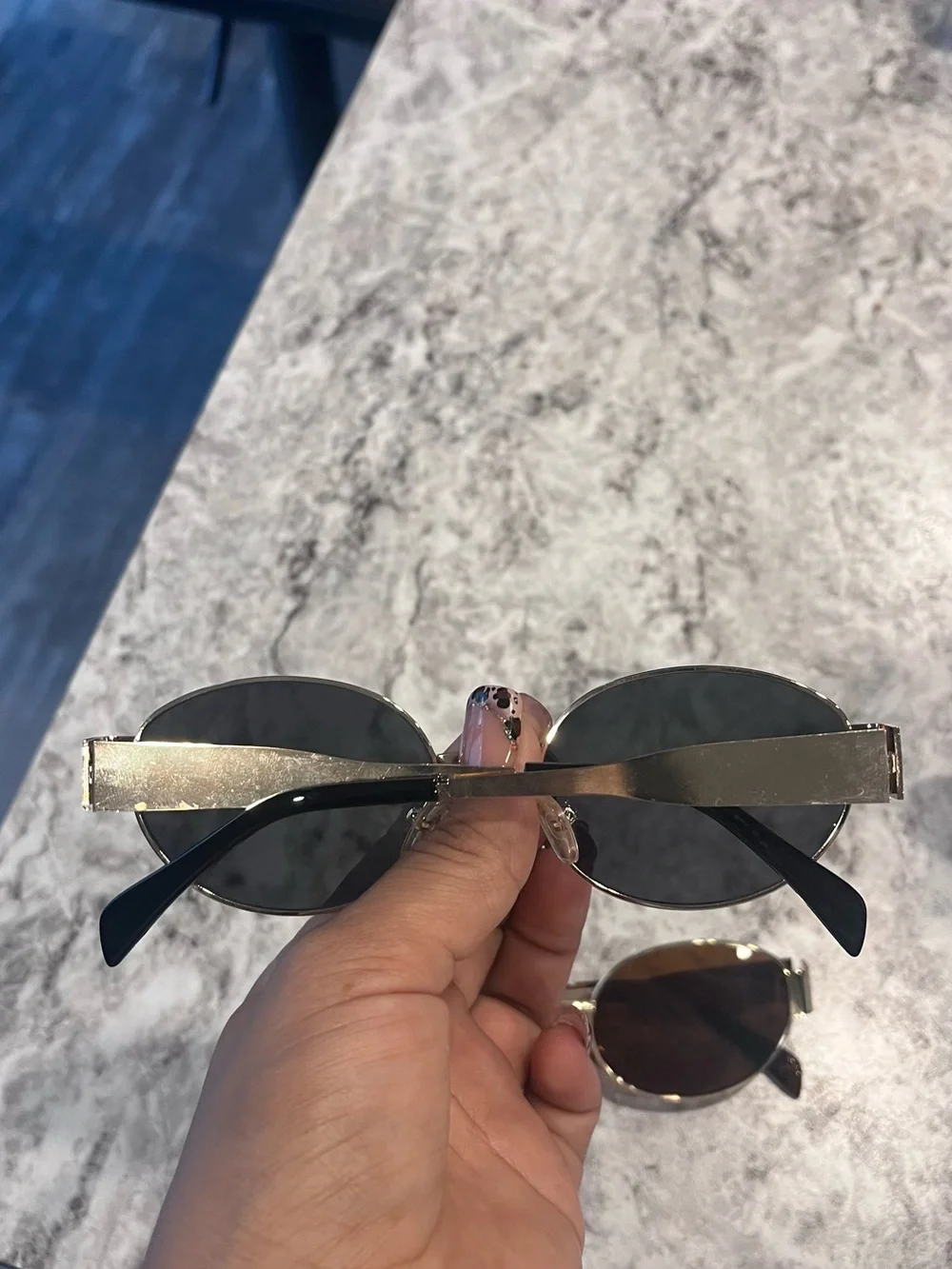 Gold Frame Black Lens Oval Sunglasses - Women